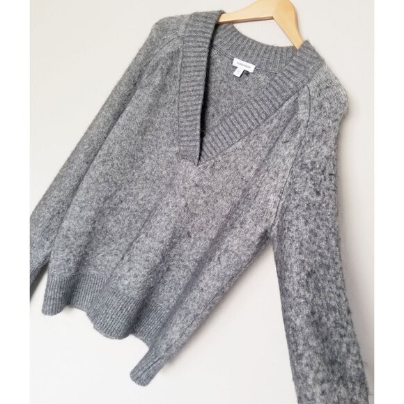 Nordstrom Women's L Balloon Sleeve Sweater Baby Alpaca Wool Blend Gray Soft $129 - Picture 15 of 16